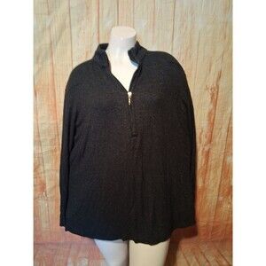 Bit & Bridle Black Heather Long Sleeve 1/4 Zip Top Sz XL